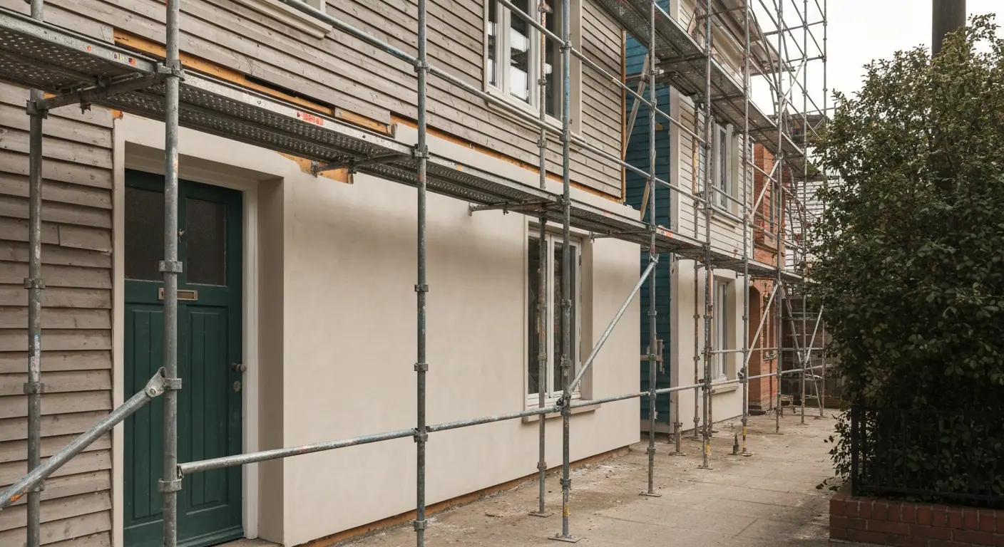 Ravalement de façade : façade restaurée et surface retravaillée