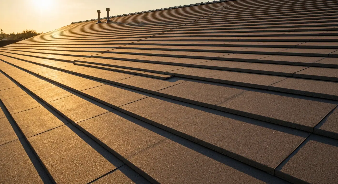 Vue générale d’une toiture nouvellement posée avec lignes harmonieuses